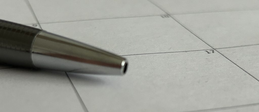Pen and calendar